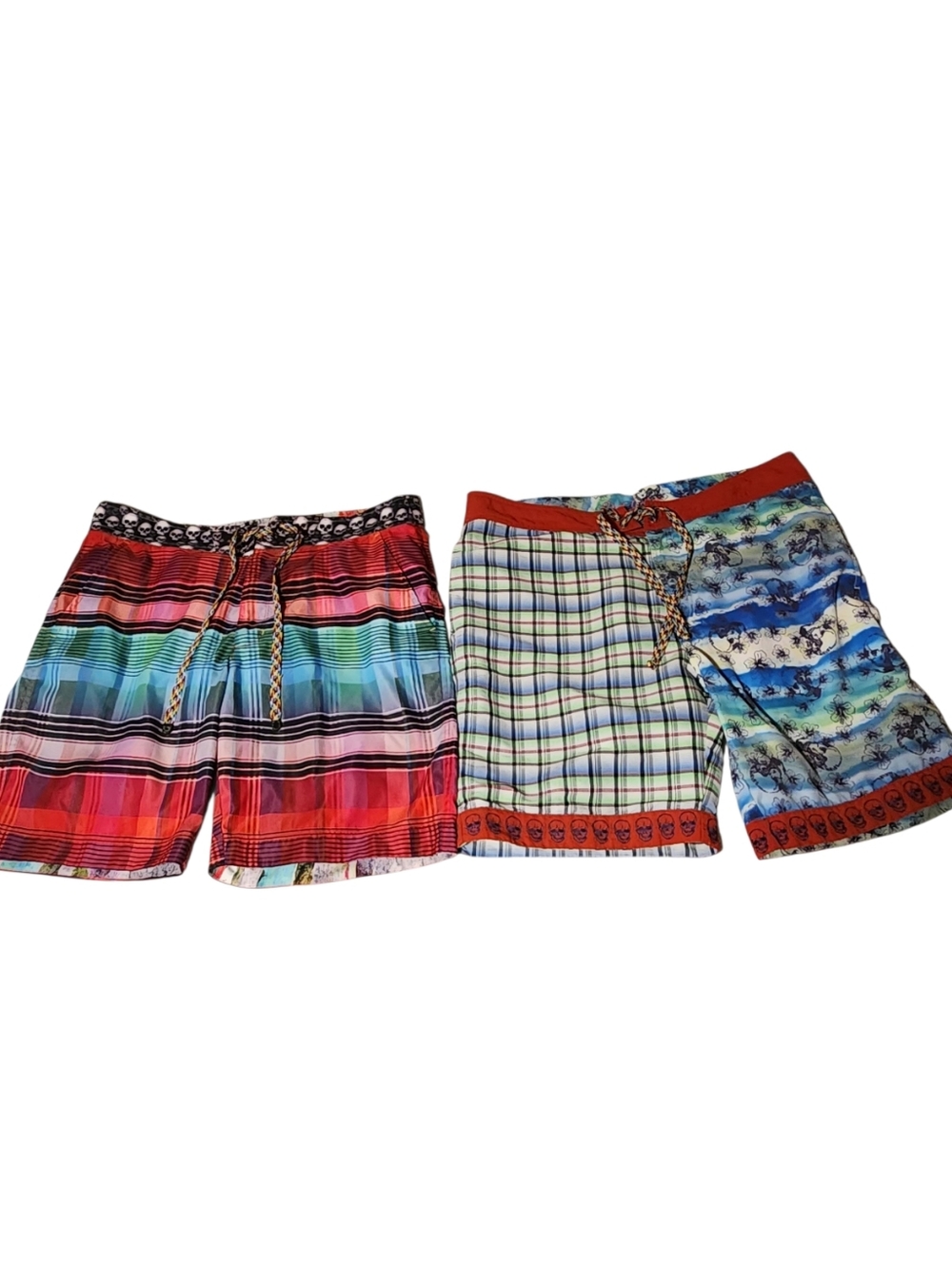 Lot Of 2 Pairs Robert Graham Swim Trunks Board Shorts Mens Sz 36 Lined *flaws